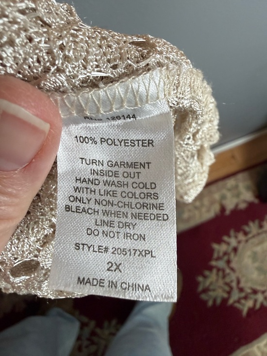 Olivia Blu Beige Crochet Open Front Lightweight Lace Cardigan Womens Sz 2x - Picture 4 of 5